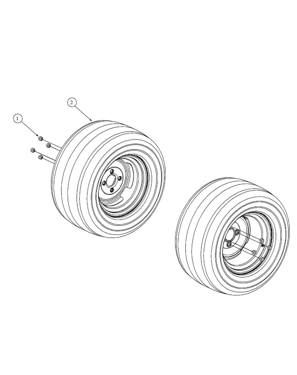 Wheel Assembly Diagram and Parts List for M54-KW (53BB5DBW150-23-HP)(2003 1/2) Cub Cadet Lawn Tractor